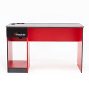 X Rocker Carbon-Tek Gaming Desk with LED, Gray/Red