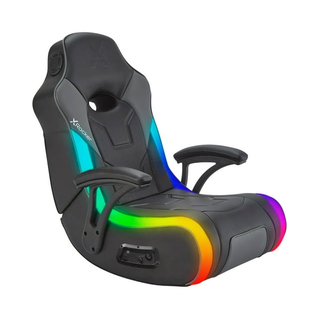X Rocker GForce RGB Audio Floor Rocker Gaming Chair, Black/LED