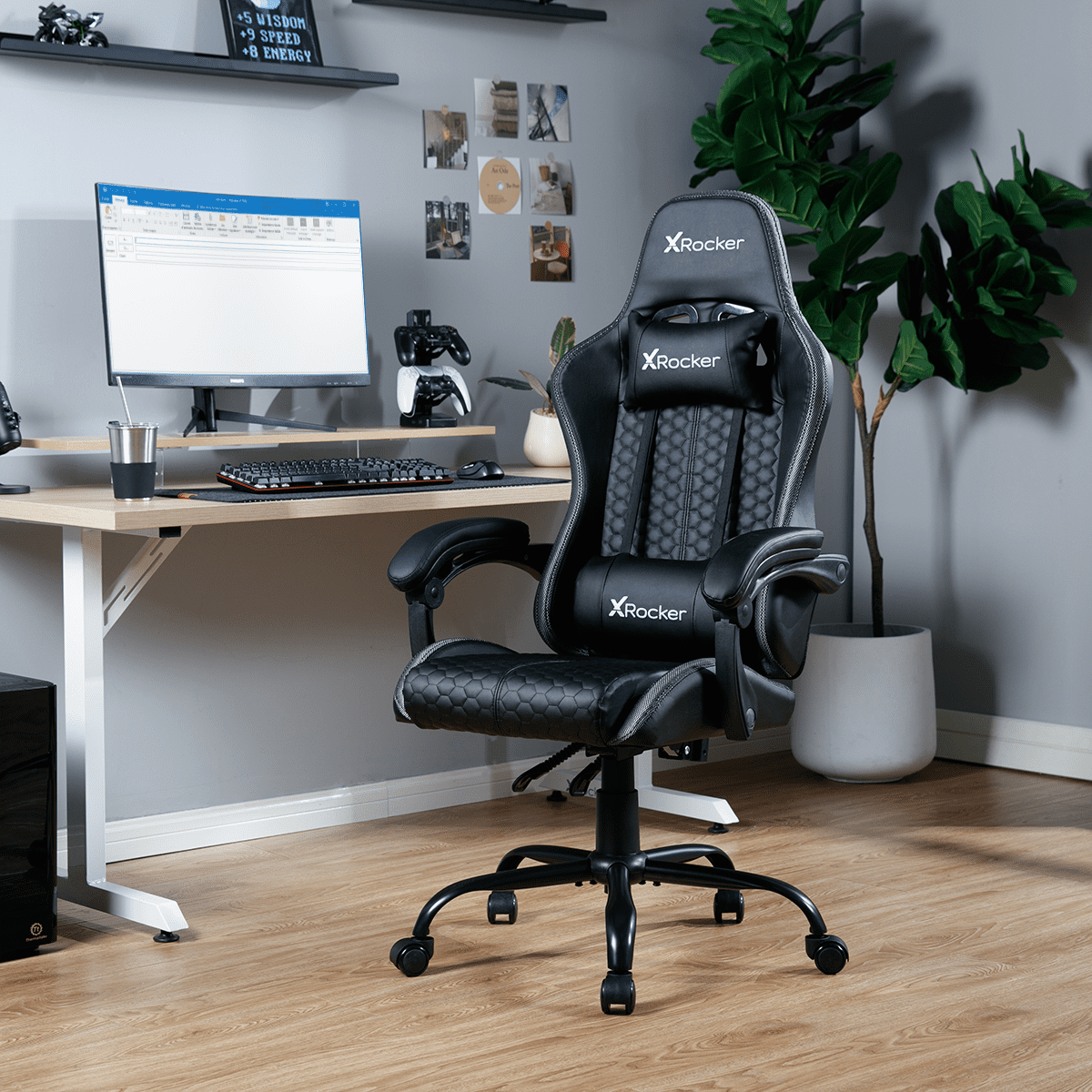 X Rocker Faux Leather PC Gaming Chair, Black