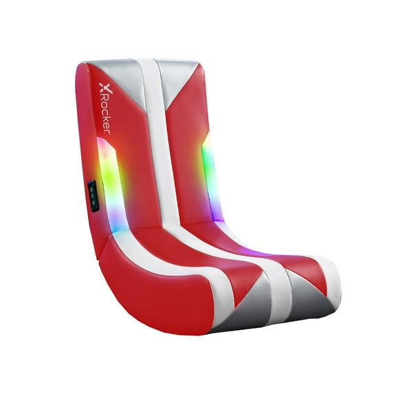 X Rocker Navigator Floor Rocker Gaming Chair with RGB Lighting, Red