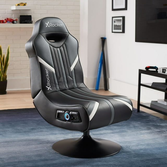 X Rocker Nebula Pedestal Gaming Chair Gray 2.1 Bluetooth Audio