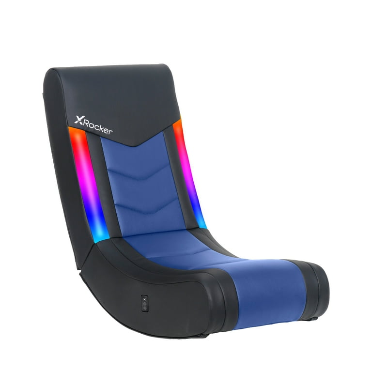 X Rocker Solo Floor Rocker Gaming Chair with RGB Lighting, Blue
