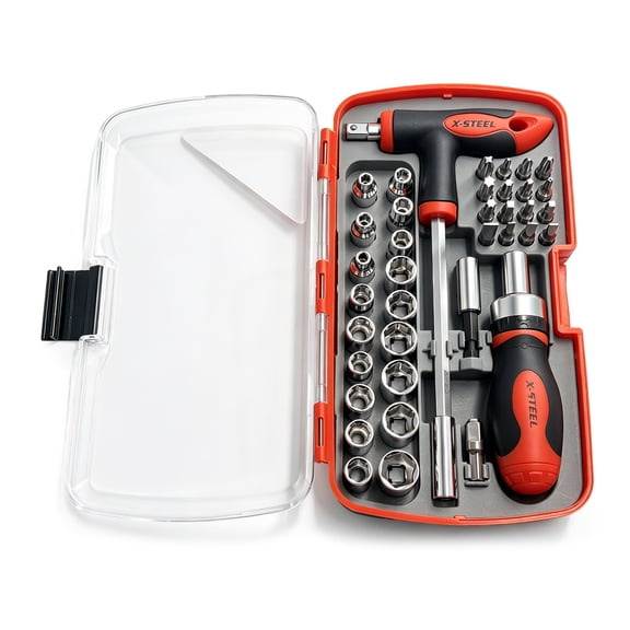 X-STEEL 38-Piece Ratcheting Screwdriver Set with S2 Steel Bits