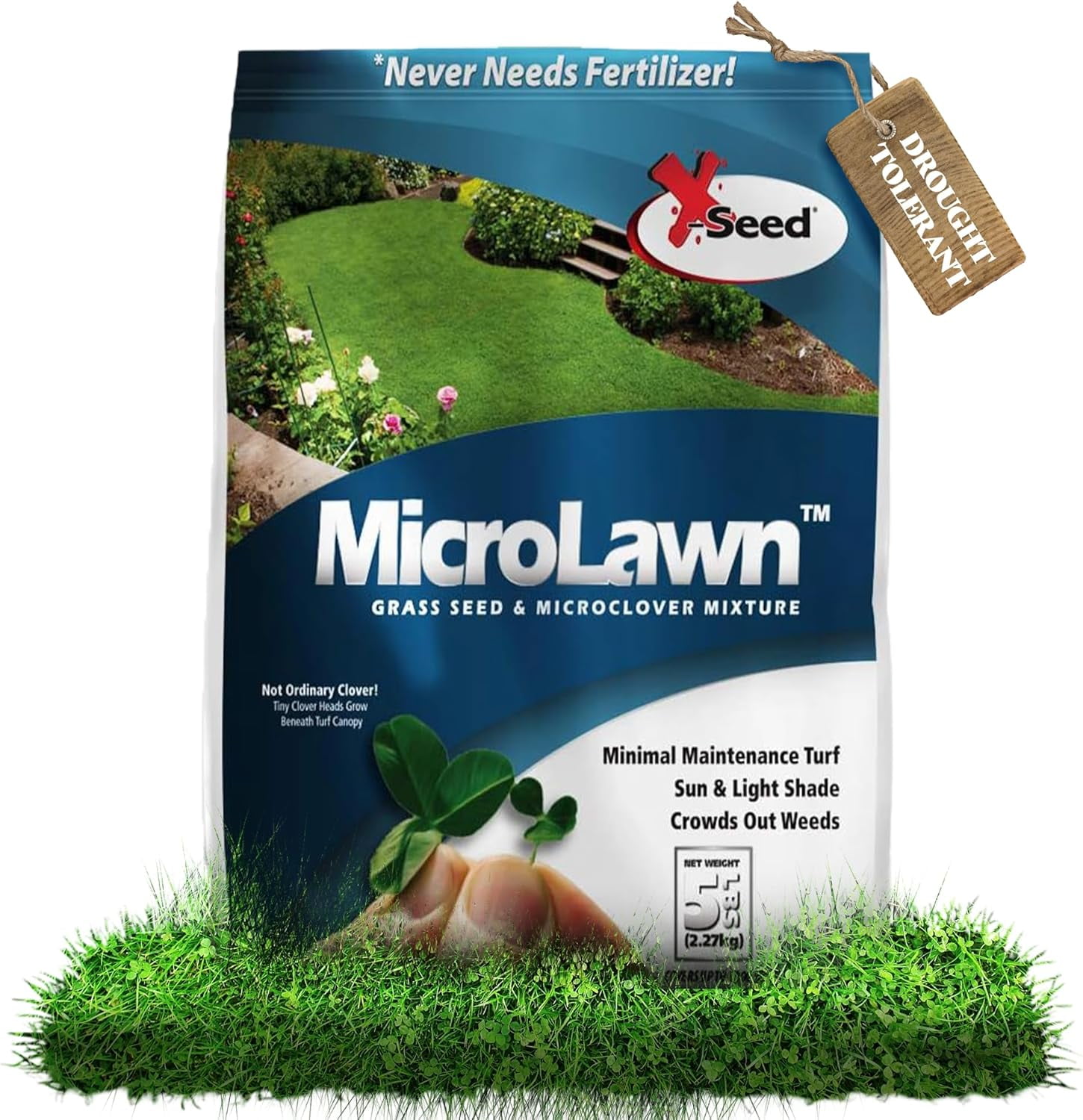 X-Seed 440AS0135UCT144 5 Lb MicroLawn Grass Seed and Microclover Mixture