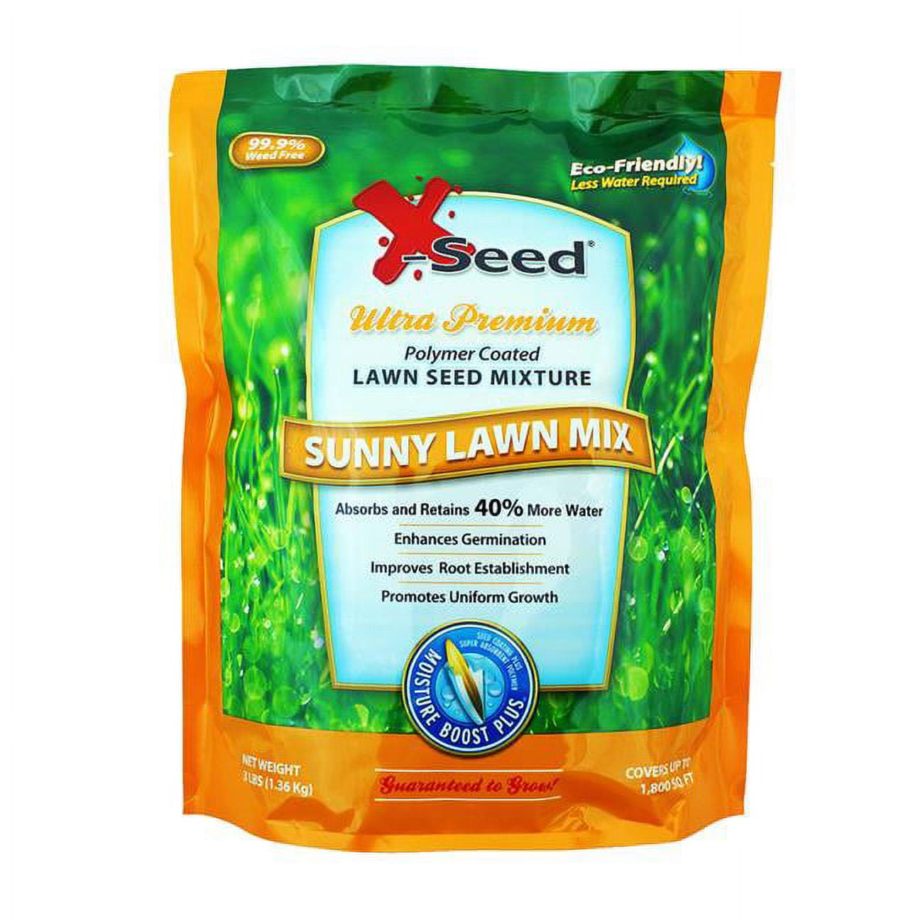 XSeed 7018197 3 lbs Moisture Boost Plus Sunny Mix Full Sun Lawn Seed