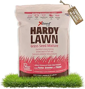 X-Seed Hardy Lawn Grass Seed Mixture - Durable, Long-Lasting Lawn Solution for Full Sun, Withstands Extreme Temperatures & Heavy Traffic, Ideal for Backyards, 3 lbs.