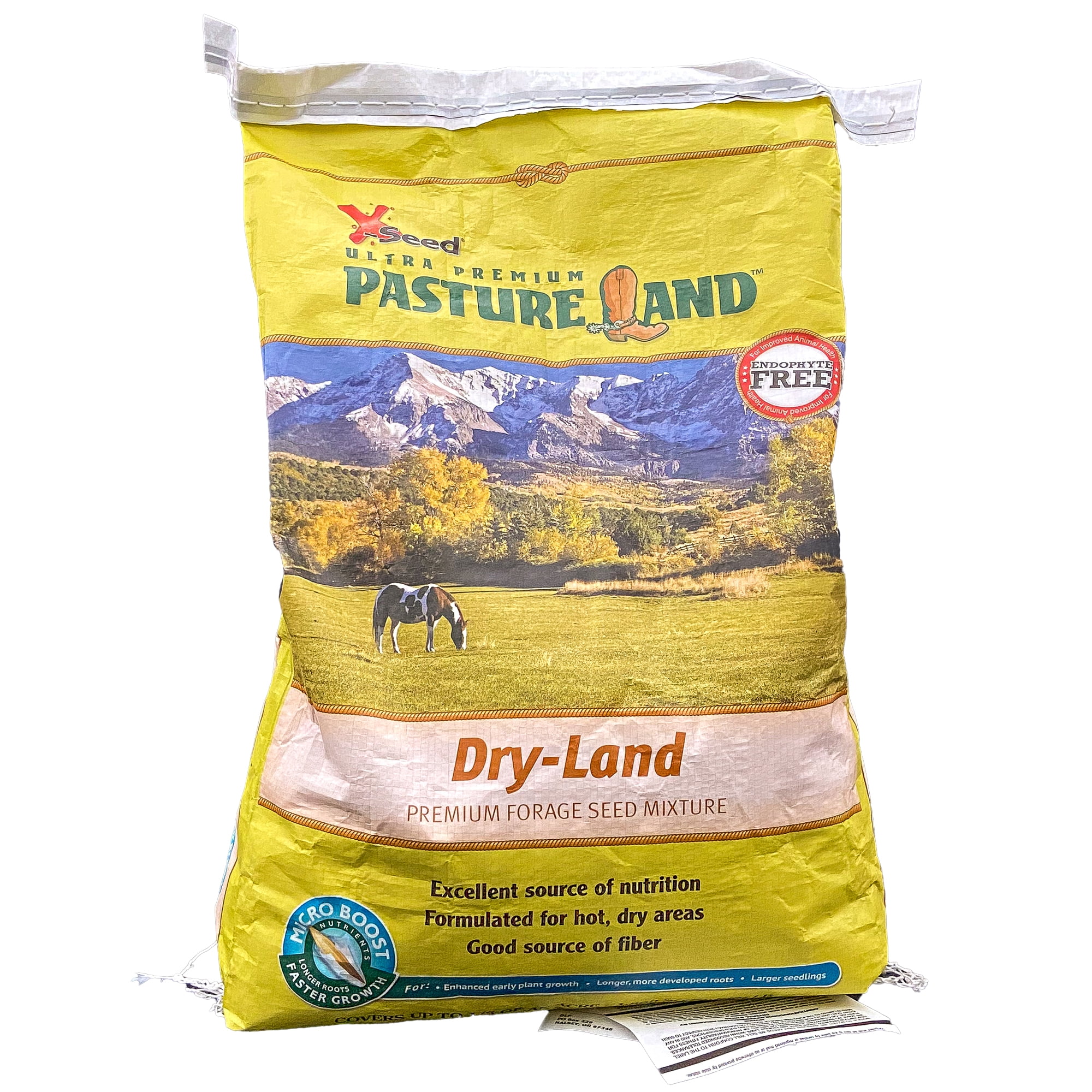 X-Seed Pasture Land Dry-Land Forage Seed Mixture with Micro-Boost – Tall Fescue Orchard Grass Ryegrass Endophyte Free Pasture for Safe Nutrition of Livestock, Formulated for Dry Areas – 7-Pound Bag