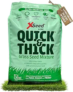 X-Seed Ultra Premium Quick And Thick Lawn Seed Mixture – Rapid Germination for Any Lawn, Dense Coverage in Sun To Shade, High-Traffic Areas,Fescue, Kentucky Blue, & Perennial Ryegrass Blend, 20lb Bag