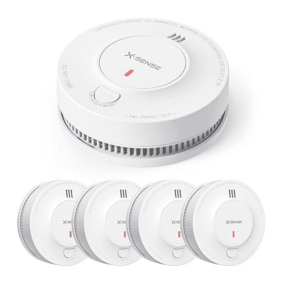 X Sense 10 Year Battery Smoke Detector, Photoelectric Sensor, ETL Listed, Battery Powered Smoke Alarm, SD2J0AX, 5 PACK