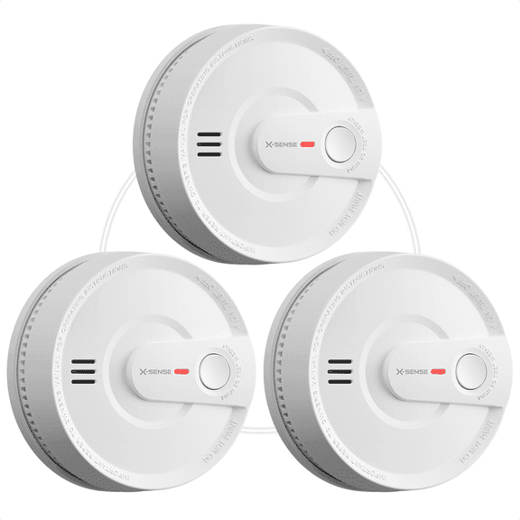 X-Sense Interconnected Smoke Alarm, Wireless Long Range, Fast Response, Battery Powered, SD20-W, 3-Pack