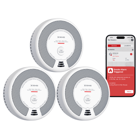 X-Sense Smart Smoke Detector Carbon Monoxide Detector Combo with No Fee App Notification, Replaceable Battery Powered Smoke Detector and Carbon Monoxide Detector, SC06-WX, 3-Pack