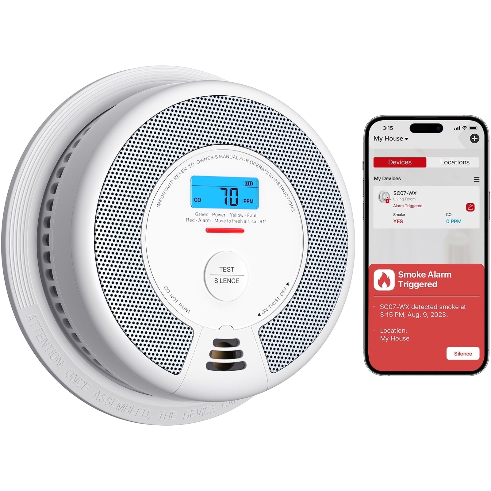 emi,sense6♡ X-Sense Smart Smoke Detector Carbon Monoxide Detector Combo