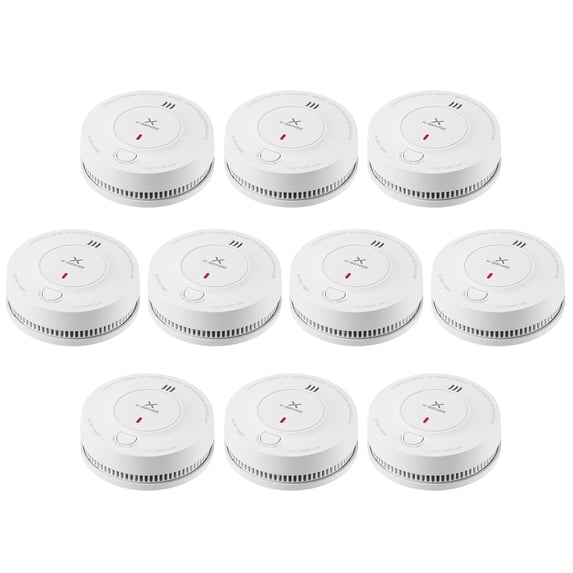 X Sense 10 Year Battery Smoke Detector, Photoelectric Sensor, ETL Listed, Battery Powered Smoke Alarm, SD2J0AX, 10 PACK