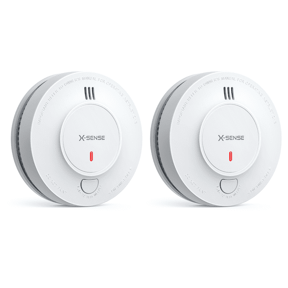 X-Sense Smoke Alarm, 10-Year Battery Life Fire Alarm with LED Indicator, 2-Pack