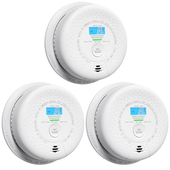 X-Sense Smoke Detector Carbon Monoxide Detector Combo 10 Year with Display, Standalone Model SC01 Smoke Alarm, 3 Pack