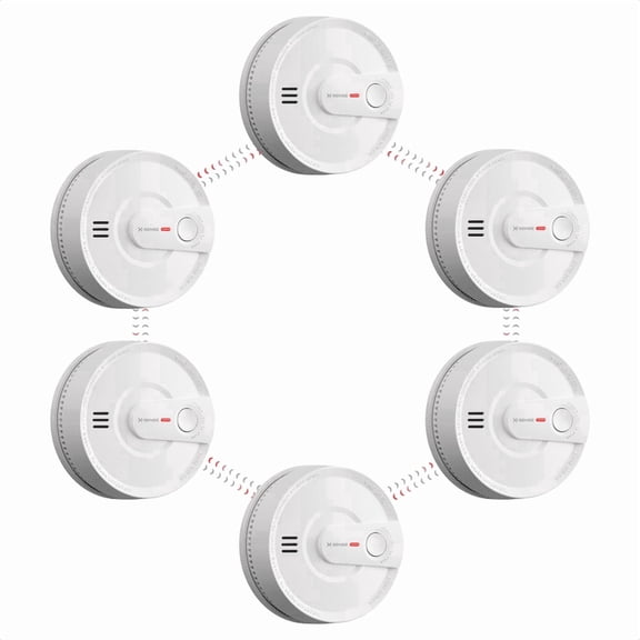 X-Sense Smoke Detector Wireless, Interconnected Alarm, Long Range Signal, Fire Alarm, Battery Powered, SD20-W, 6-Pack