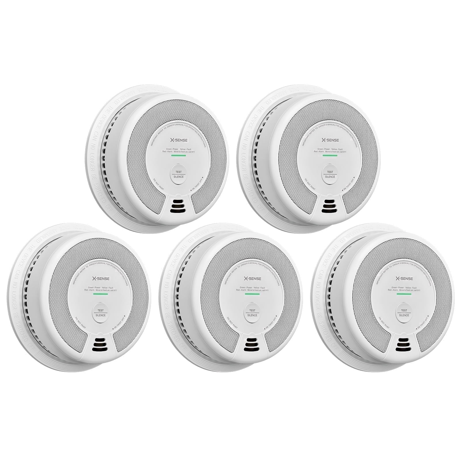 X-Sense Smoke and Carbon Monoxide Detector Combo, 10-Year Battery, Standalone Alarm, Certified to Latest UL Standards, 5 PACK, SC06