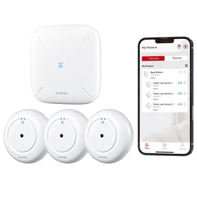 X-Sense Wi-Fi Water Leak Detector, Water Detector Alarm with 1700 ft Transmission Range for Kitchens, Basements, Bathrooms, 3 Detectors & 1 Base Station, Model SWS54