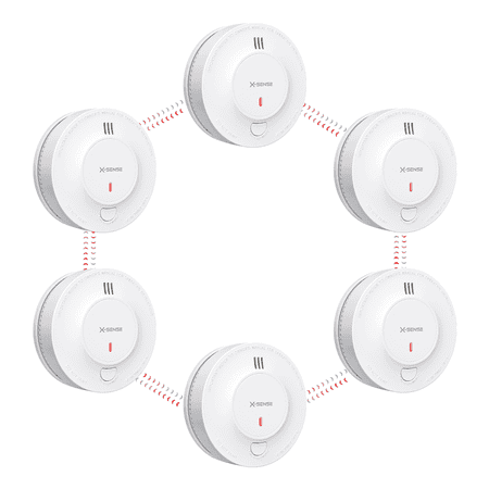 X Sense Interconnected Smoke Alarm, 10 Year Battery, ETL Listed, SD19 W, 6 PACK