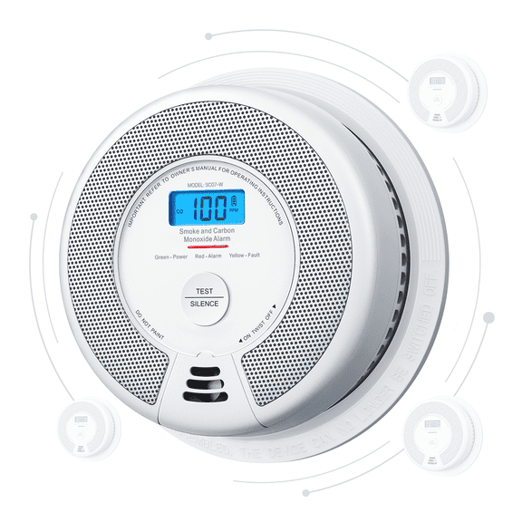 X-Sense Wireless Smoke Detector Carbon Monoxide Detector Combo 10 Year Battery Alarm With Display, Over 820 ft Transmission Range, SC07-W, 1-Pack