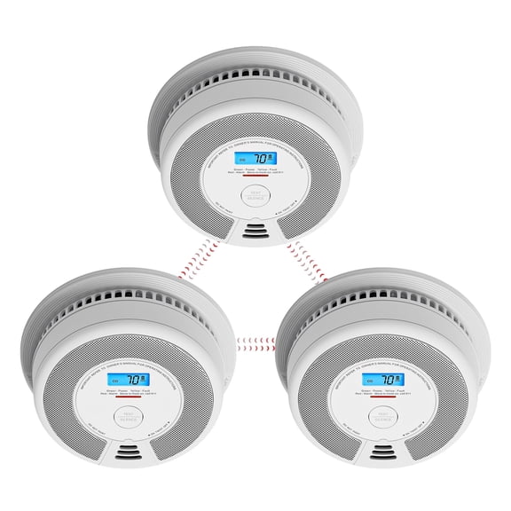 X-Sense Wireless Smoke Detector Carbon Monoxide Detector Combo 10 Year Battery Alarm With Display, Over 820 ft Transmission Range, SC07-W, 3-Pack