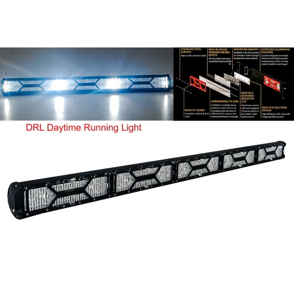 X-Series 50" OZ-USA Double Row LED Light Bar Combo Beam Diffused ( Flood Beam) Lens Cover with Integrated DRL Daytime Running Light Function Offroad 4x4 Truck SUV