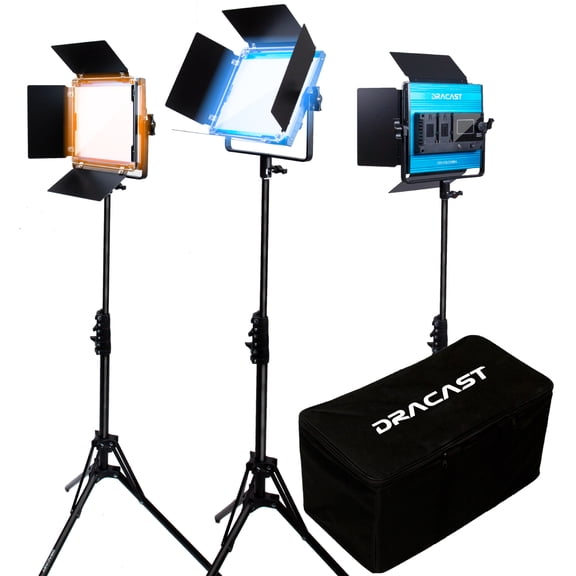 Dracast LED500 X Series Bi-Color LED 3 Light Kit with Nylon Padded Travel Case