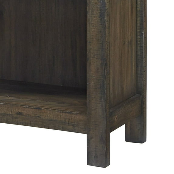 X Shape Back Bookcase with 3 Open Shelves and 1 Open Compartment,Dark Brown- Saltoro Sherpi