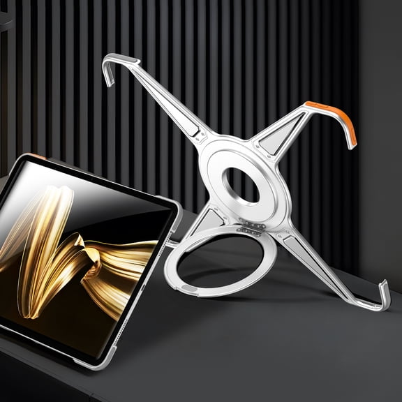 X-Shape for iPad Pro 12.9" 2020/2018 Case with Magnetic Rotatable Ring Stand, Secure Grip, Durable Aluminum Alloy Metal Frameless Heat Dissipation Shockproof Corners Protective Bumper Cover, Silver