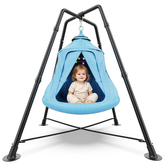 X-Shaped Swing set, Outdoor Hanging Tree Tent with Swing Stand, Indoor Sensory Swing Chair, 330lbs, Blue