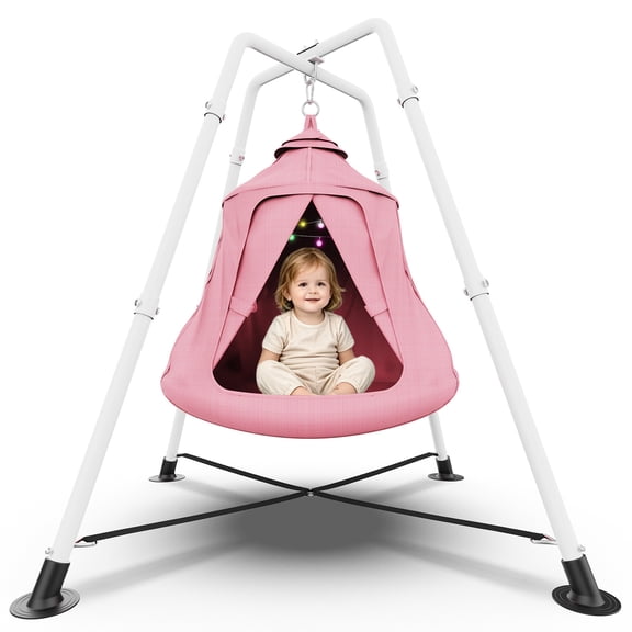 X-Shaped Swing set, Outdoor Hanging Tree Tent with Swing Stand, Indoor Sensory Swing Chair, 330lbs, Pink