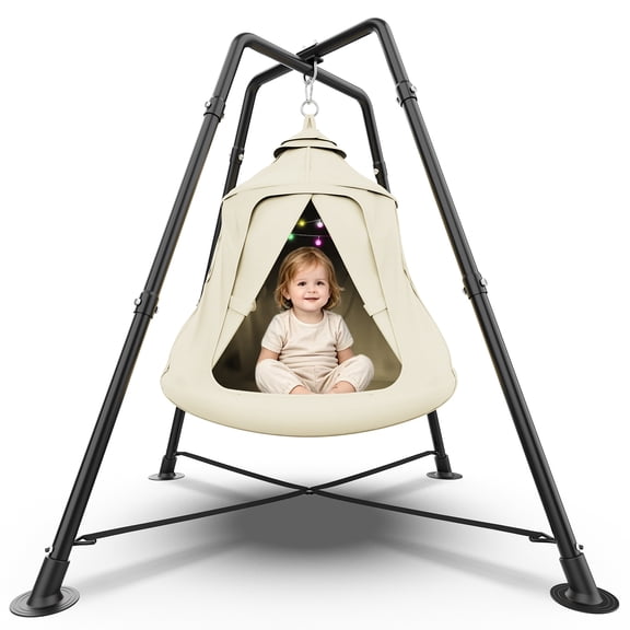X-Shaped Swing set, Outdoor Hanging Tree Tent with Swing Stand, Indoor Sensory Swing Chair, 330lbs, White