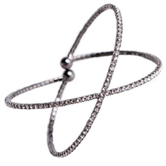 X Shaped Rhinestone Crystal Cuff, Burnished