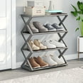 thumbnail image 1 of X-Shaped Shoe Rack – Heavy-Duty Space-Saving Organizer for Entryway, Closet, Dorm – Adjustable 4-Tier Plastic Shelf (Black, 19.5x16.5in, No-Tools Assembly), 1 of 6