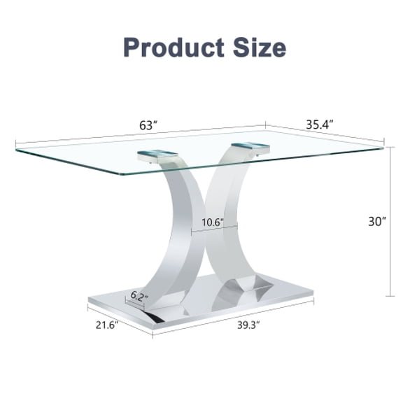 X-Shaped Stainless Steel Table Legs Silver Letter X Design 63-78"