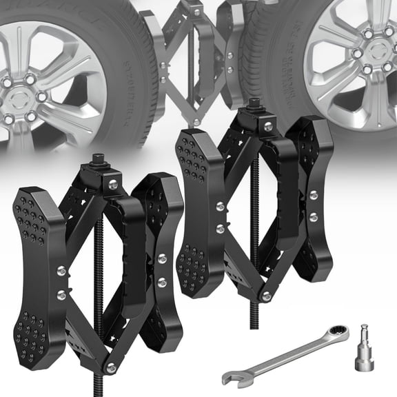 X-Shaped Wheel Chocks for Travel ?Allow Drill Adjust? RV Stabilizers X chocks Camper Wheel Chock for Travel RV Accessories Wrench Adjustable 3.5"-10.5" (2 Pack) Black