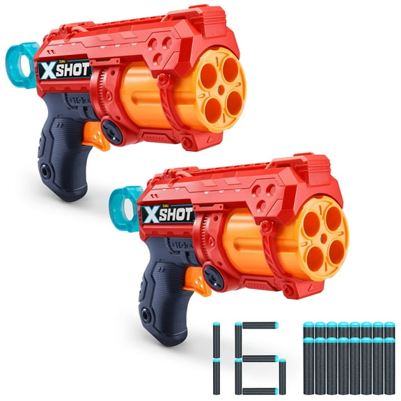 X-Shot Excel Fury 4 2 Pack Foam Nerf Dart Blaster (2 Blasters +32 Darts) by ZURU