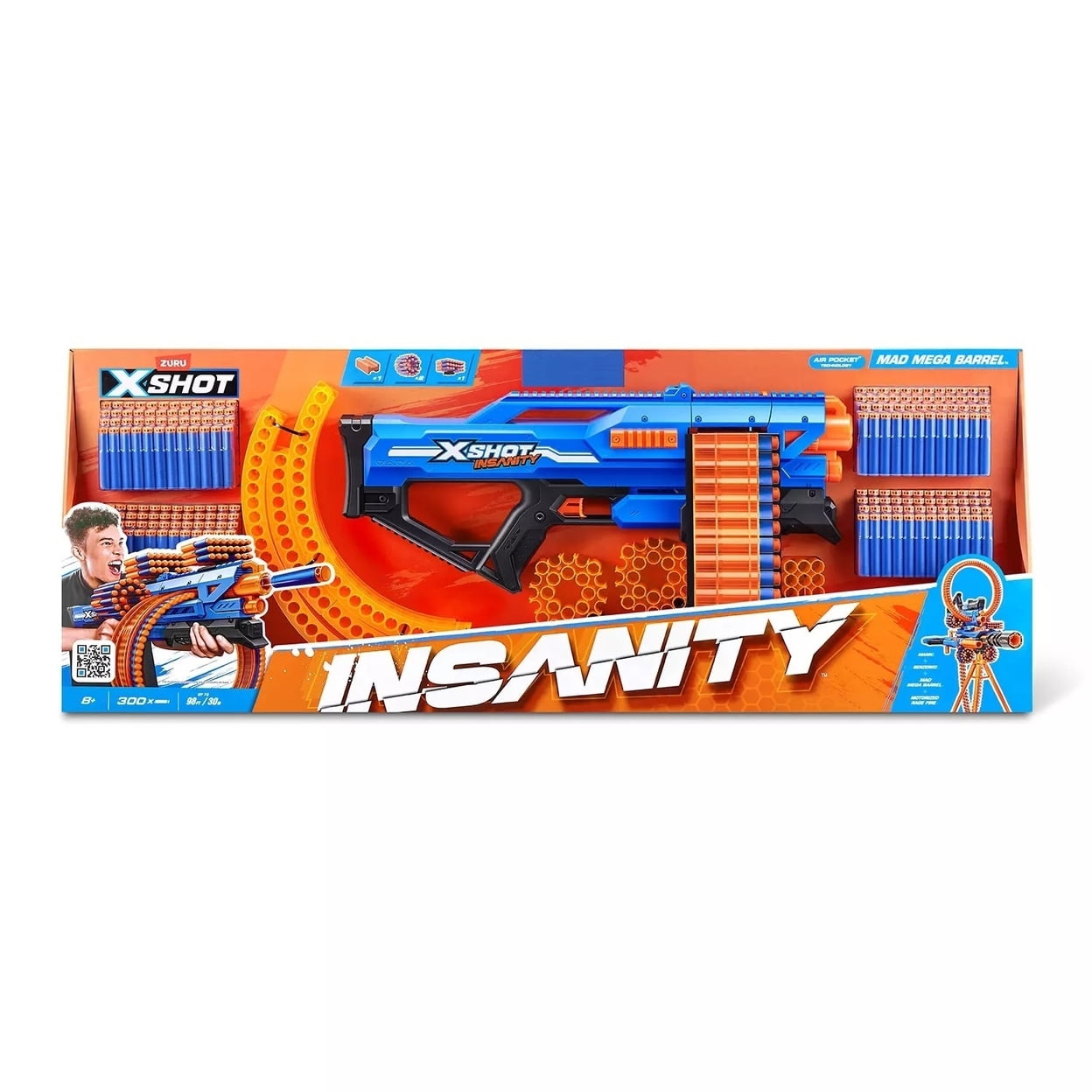  X-Shot Insanity Mad Mega Barrel by ZURU with 72 Darts, Air  Pocket Technology and Dart Storage, Rotating Barrel with Large Dart  Capacity, Outdoor Toy for Boys and Girls, Teens and Adults 