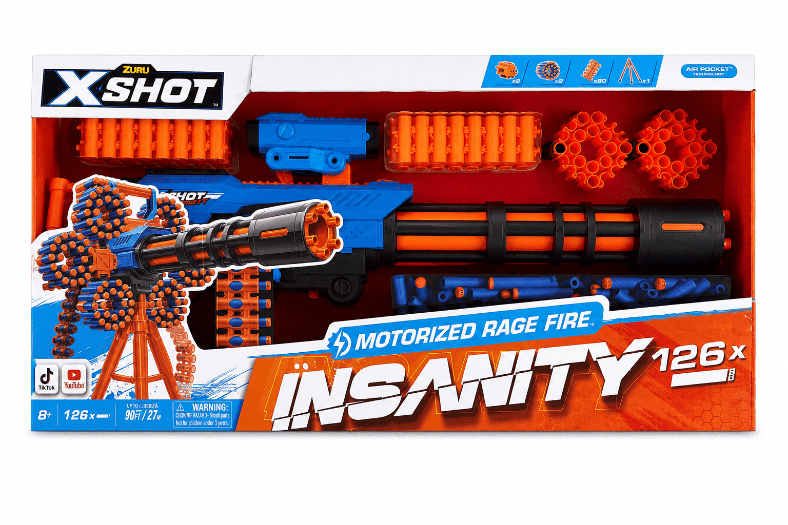 X-Shot Insanity Motorized Rage Fire Blaster with 126 Foam Darts, 2