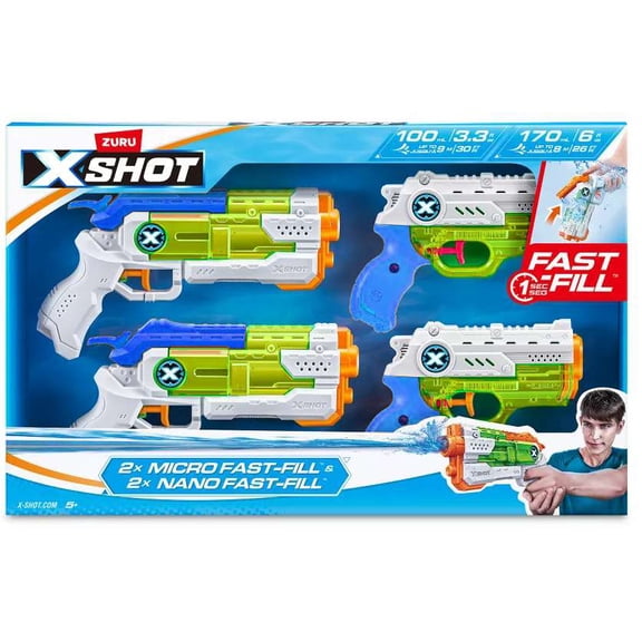 X-Shot Nano & Micro Fast-Fill Water Blaster 4-Pack