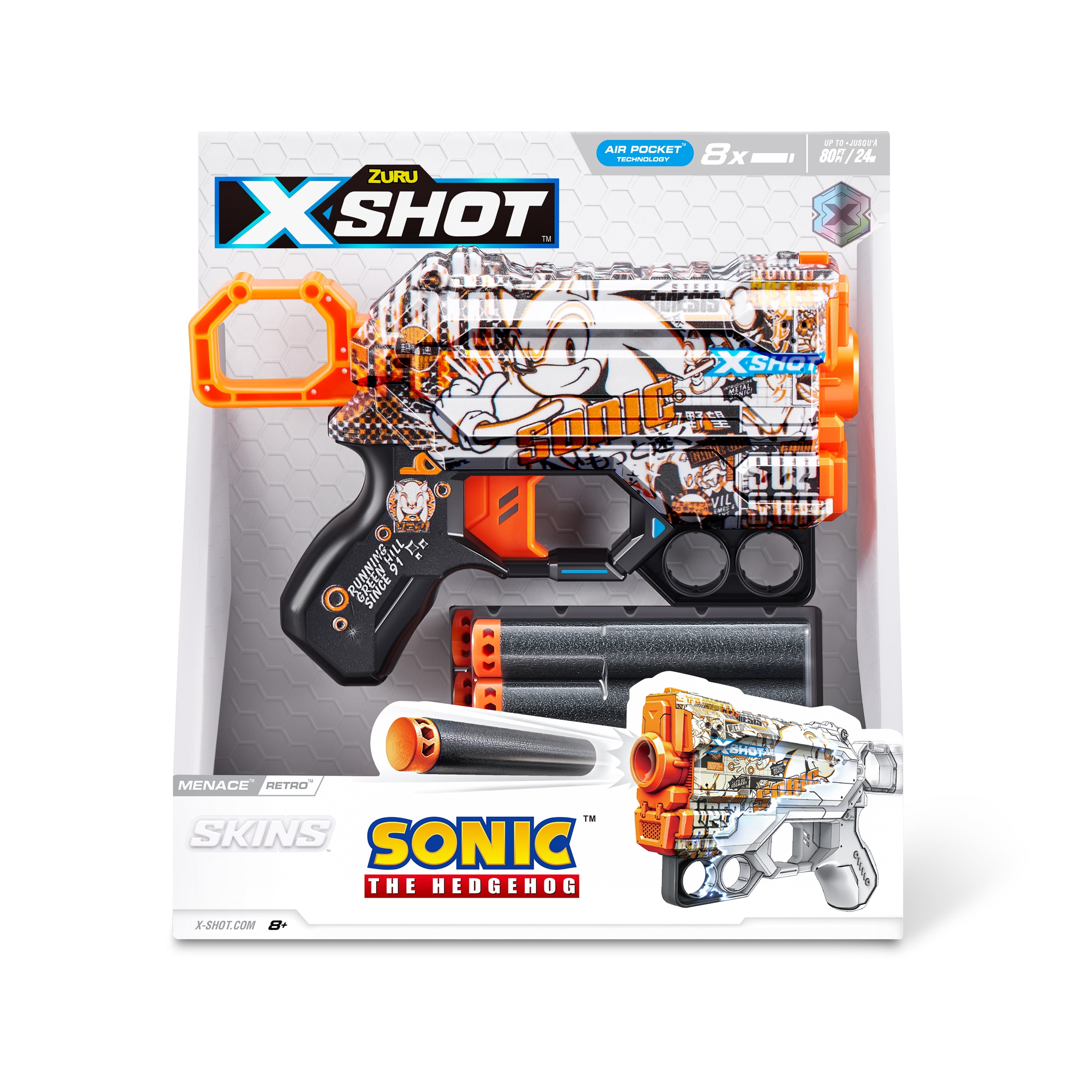 XShot Skins Menace Blaster Retro Sonic Skin (8 Darts) by ZURU