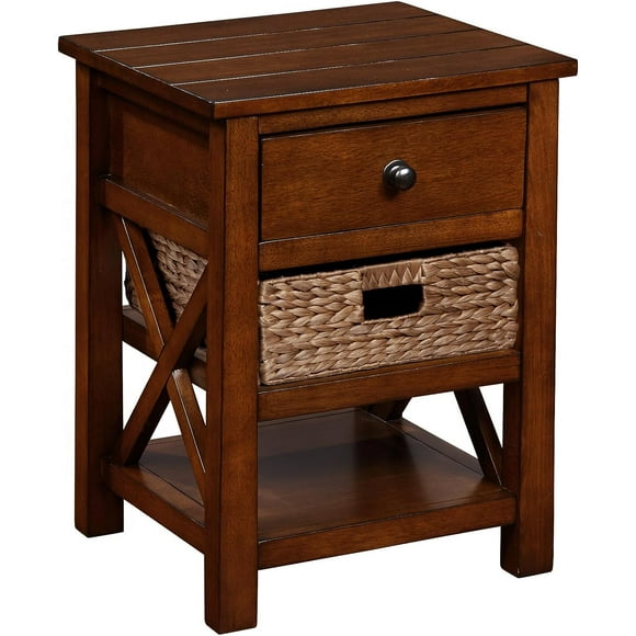 End Table Wicker Basket Drawers