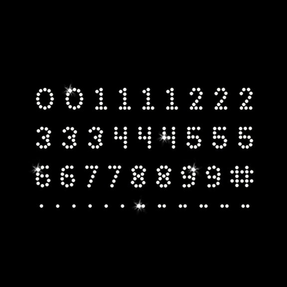X-Small Numbers Clear Iron-on Rhinestone Transfer for Creating Dates by JCS Rhinestones