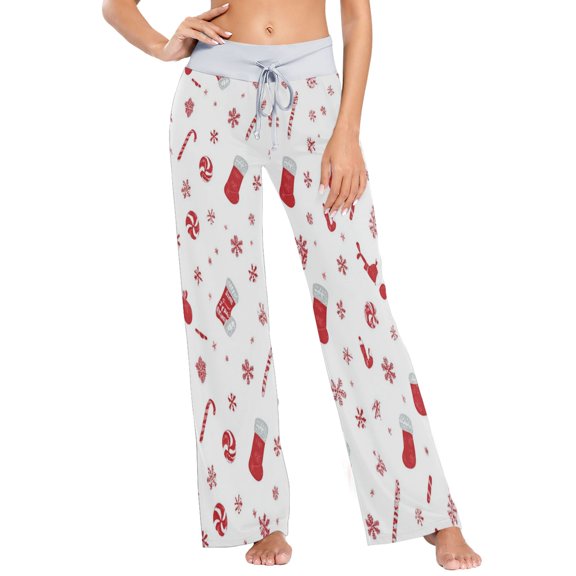 X-Small Women's Comfy Casual Pajama Pants Stretch Fabric Suitable for Yoga Pants Hippie Pants，The Best Holiday Gifts for Women Cane Sugar and Snowflakes