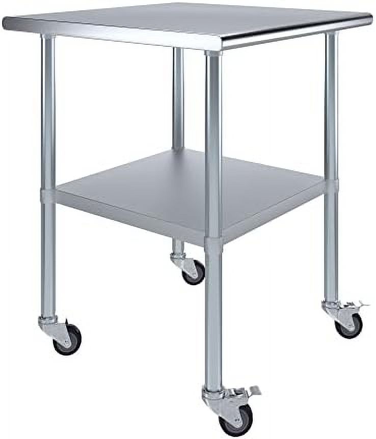 X Stainless Steel Work Table With Casters Heavy Duty Metal Utility