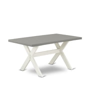 East West Furniture Dining Table Wire brushed Linen White & Cement, XT096