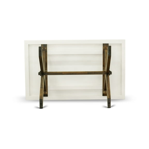 X-Style 40x72 in Dining Table with Wirebrushed Black Leg and Cement Top finish