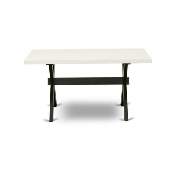 East West Furniture Dining Table Wire brushed Linen White & Cement, XT097