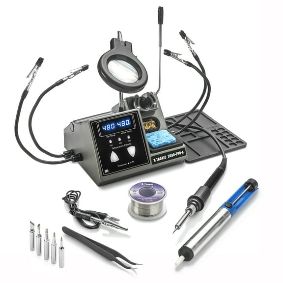 X-Tronic 3090-PRO-X 75 W Soldering Iron Station w/ Accessories, Adjustable Sleep & Temp Presets, C/F & More