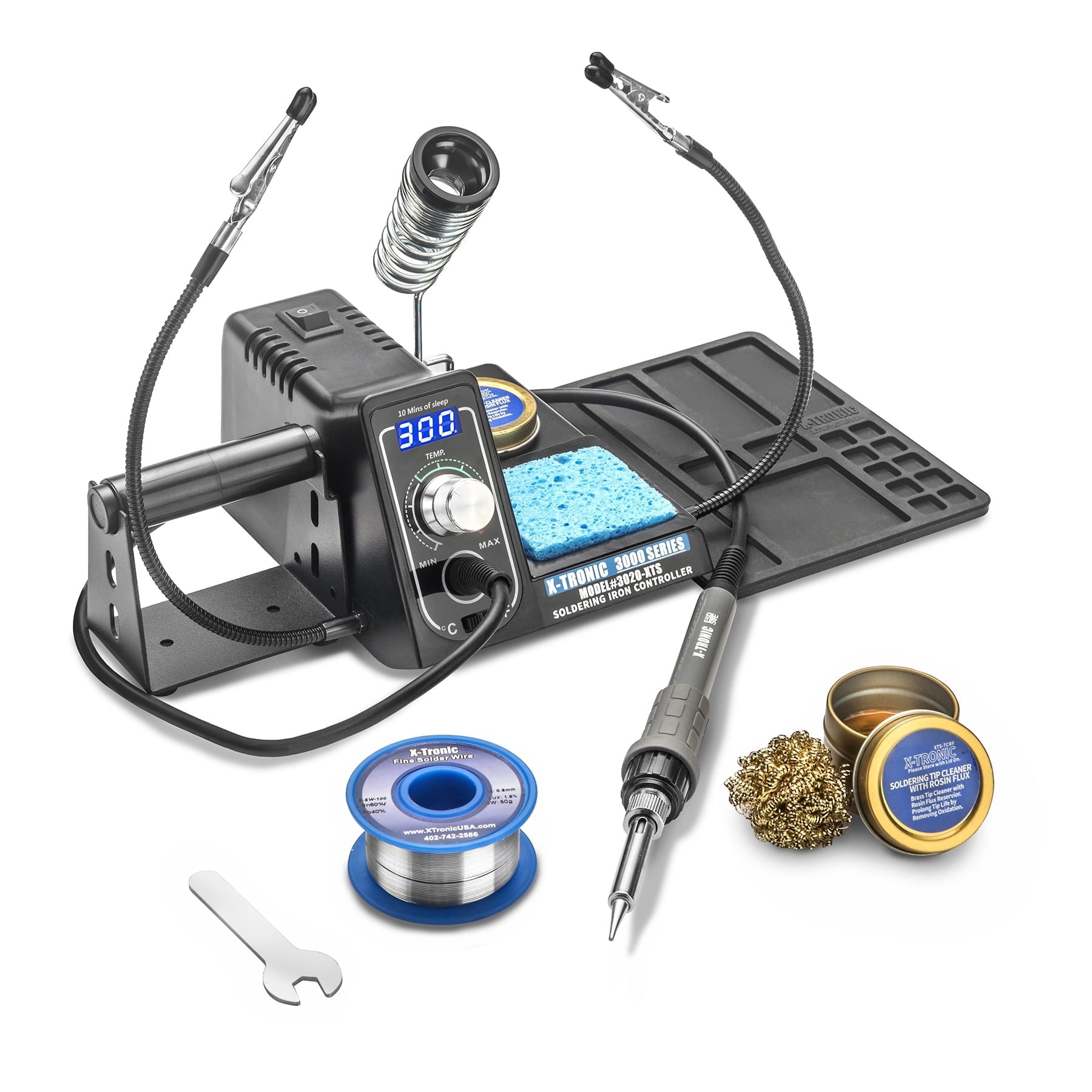 X-Tronic 3020-XTS 75 W Digital Soldering Iron Station with Sleep Function, C/F Conversion, and Accessories